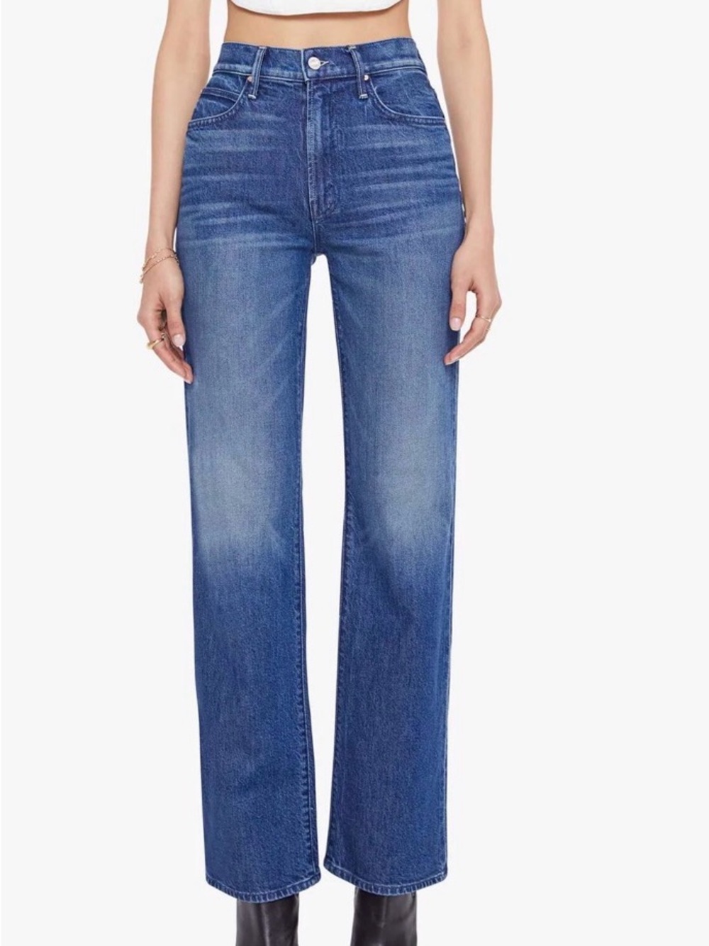 NWT MOTHER The Kick It Straight-Leg Jeans - color: Which is Witch
